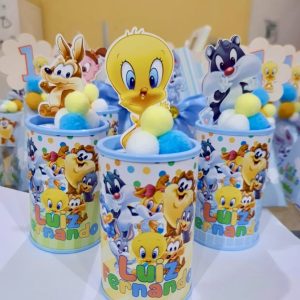 Cofrinho Personalizado Baby Looney Tunes – Lembrancinha para Festa Infantil