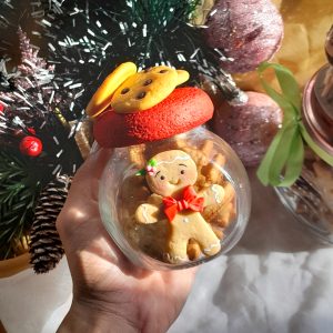 Pote decorado em biscuit Natal