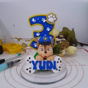 Vela em biscuit Patrulha canina