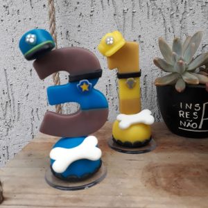 Vela em biscuit Patrulha canina
