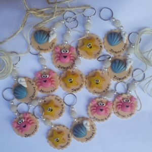 Chaveiro em biscuit fundo do mar