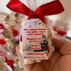 Fundo Quadrado Natal média de 40g de pipoca gourmet